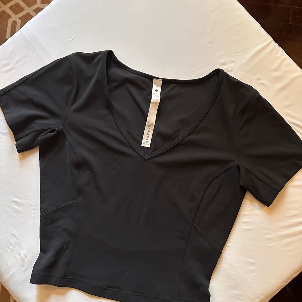 lululemon Black V-Neck Short Sleeve crop Top 6